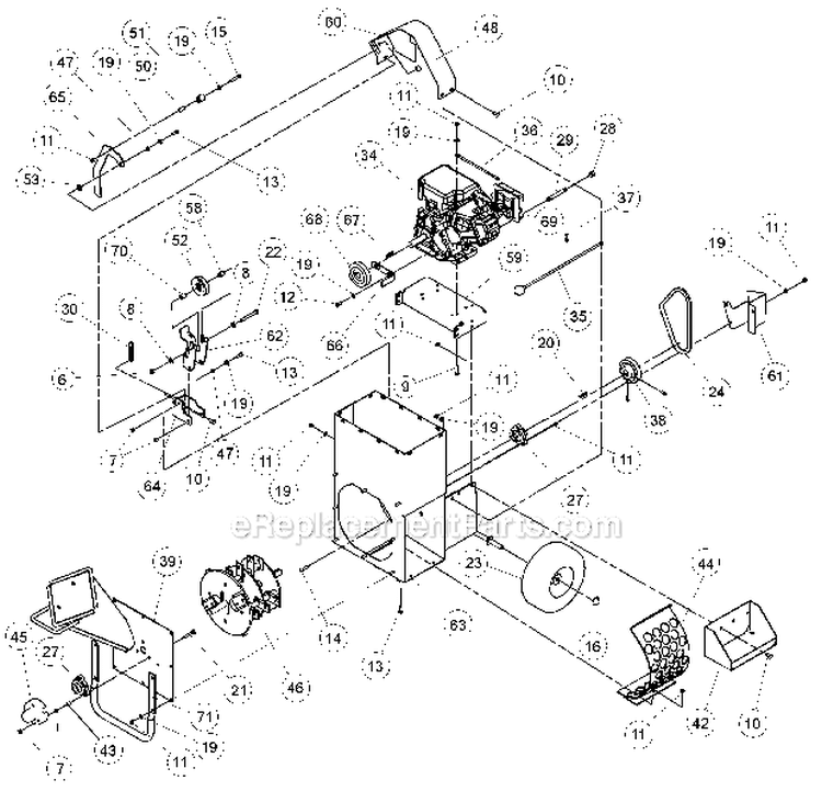 Main Assembly Diagram and Parts List for SC3342 75311 Bear Cat Chipper Shredder